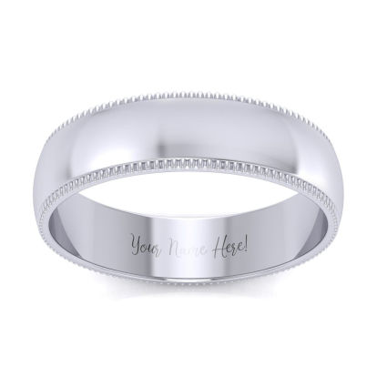 14K White Gold 5MM Heavy Comfort Fit Milgrain Ladies and Mens Wedding Band, Size 17